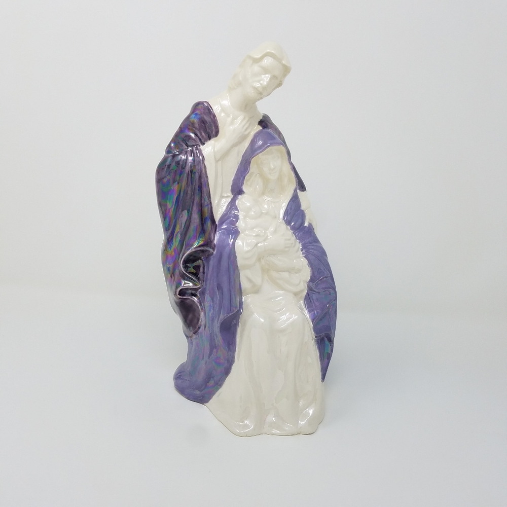 Vintage Luster Wear Iridescent Joseph and Virgin Mary Holding Baby Jesus Iceland